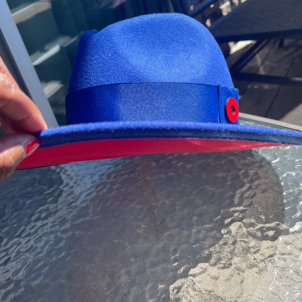 Blue Fedora w/Red custom created